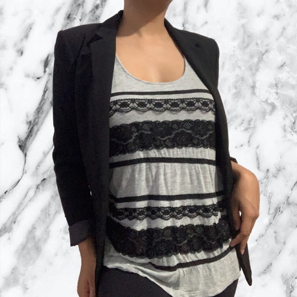 3 for $15 Forever 21 Grey & Black Lace Tank Top - Picture 1 of 7